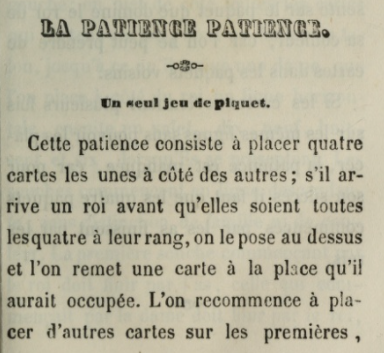 Patience Patience Jeu de Piquet
